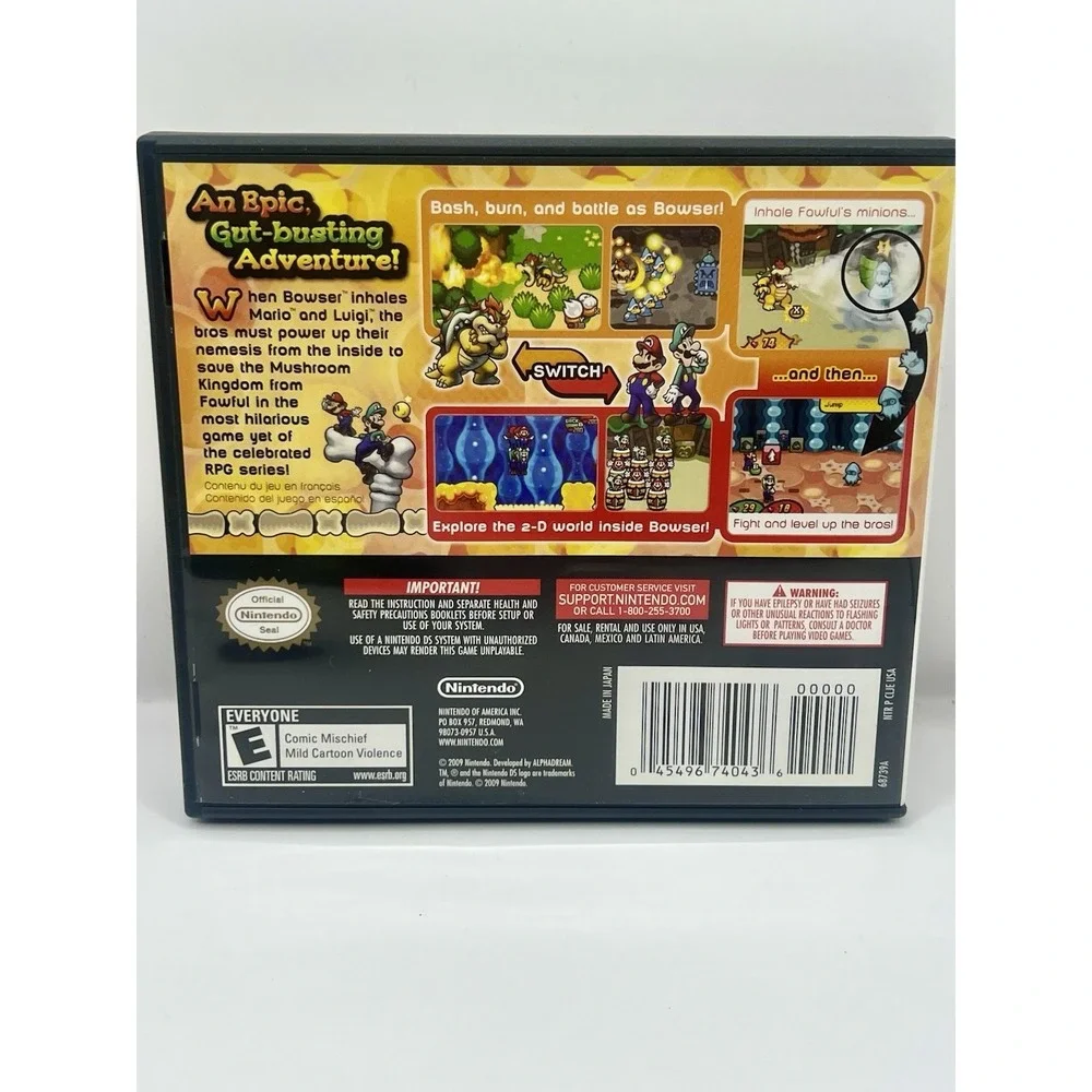 Mario & Luigi: Bowser's Inside Story Nintendo DS, 2009 Used Game Box And Manual